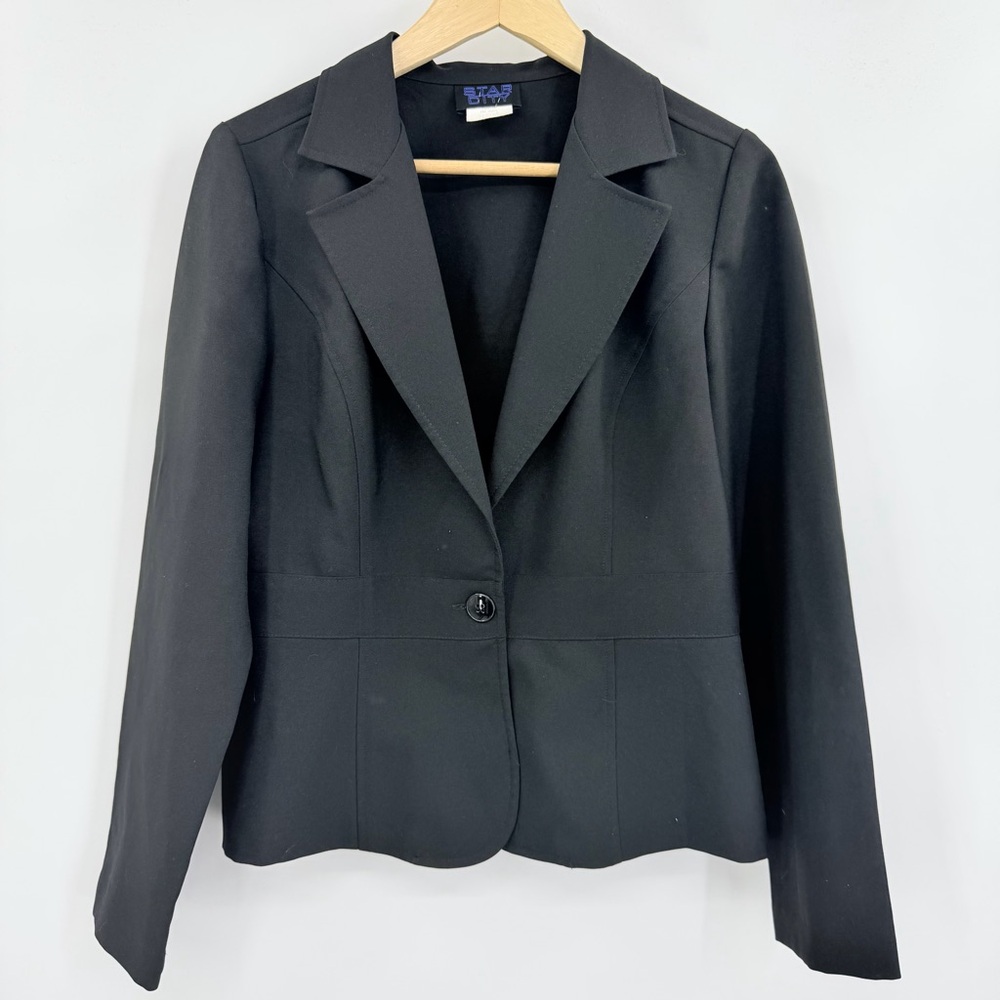 Star City Y2K Classic Black 1 Button‎ Closure Work Career Blazer Size Medium